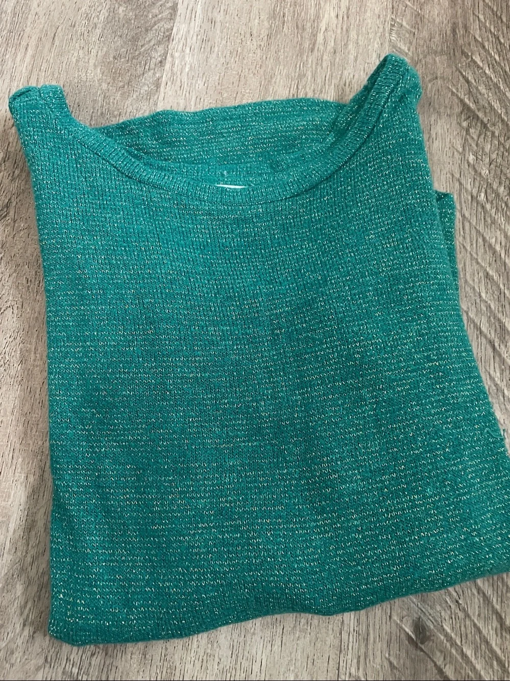 Old Navy Teal Metallic-Knit 3/4  Sleeve Top